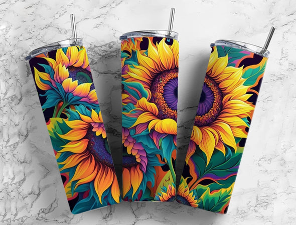 Colorful Floral - 20 oz Skinny Tumbler Sublimation Transfers