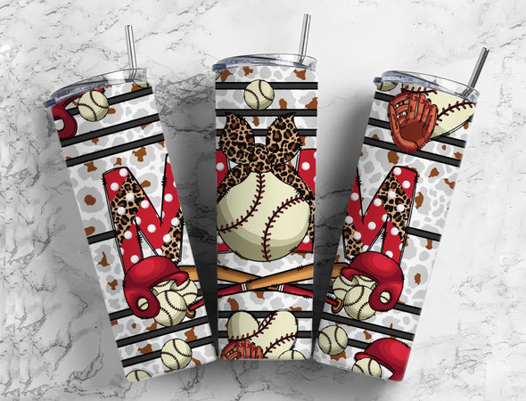 Baseball Mom Bow - 20 oz Skinny Tumbler Sublimation Transfers