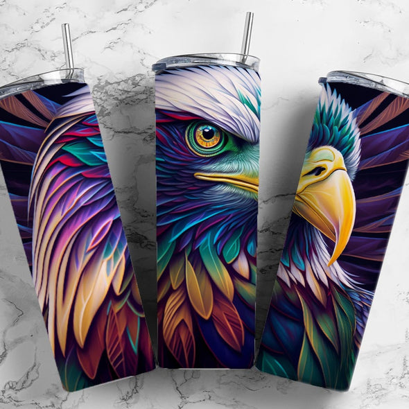 Rainbow Eagle- 20 oz Skinny Tumbler Sublimation Transfers