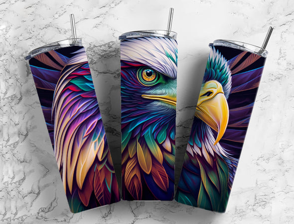 Rainbow Eagle- 20 oz Skinny Tumbler Sublimation Transfers