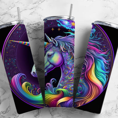 Neon Unicorn- 20 oz Skinny Tumbler Sublimation Transfers