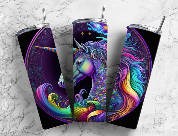 Neon Unicorn- 20 oz Skinny Tumbler Sublimation Transfers