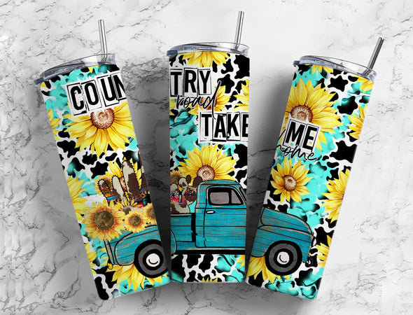 Country Road Take Me Home - 20 oz Skinny Tumbler Sublimation Transfers