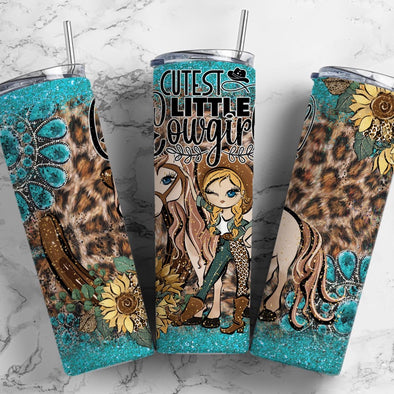 Cutest Little Cowgirl - 20 oz Skinny Tumbler Sublimation Transfers
