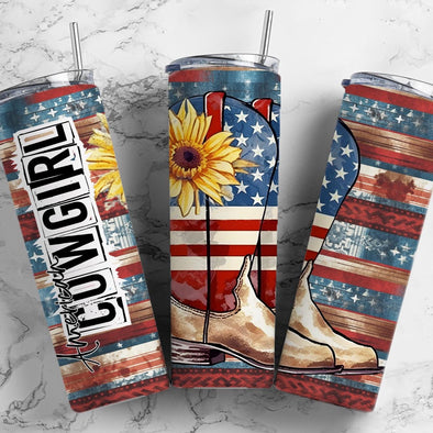 American Cowgirl - 20 oz Skinny Tumbler Sublimation Transfers