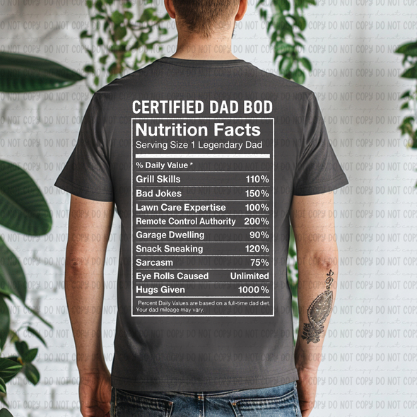 Certified Dad Bod Nutrition Facts - DTF Transfer
