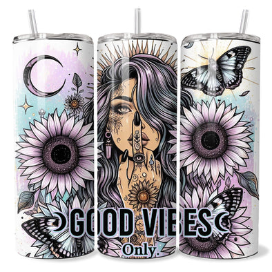 Good Vibes Only -  20 oz Skinny Tumbler Sublimation Transfers