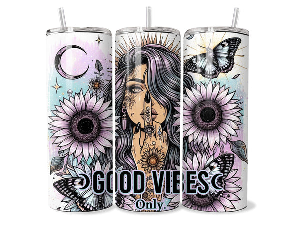 Good Vibes Only -  20 oz Skinny Tumbler Sublimation Transfers