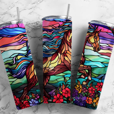 Horse Floral- 20 oz Skinny Tumbler Sublimation Transfers