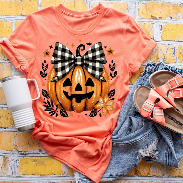 Plaid Bow Pumpkin - DTF Transfer