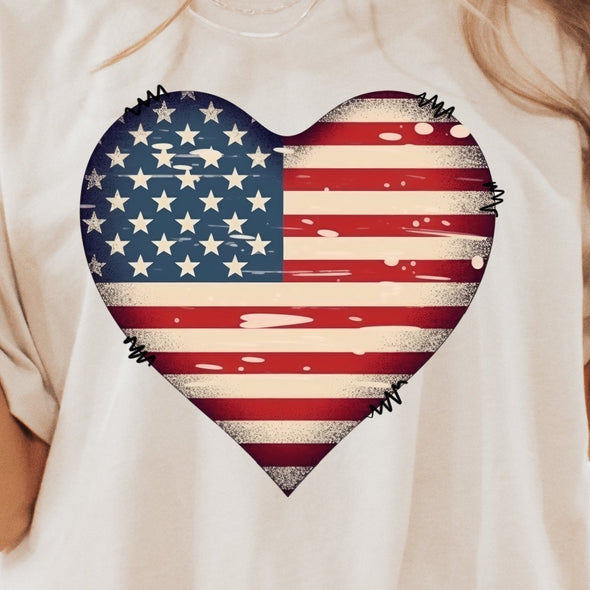 American Flag Heart - DTF Transfer