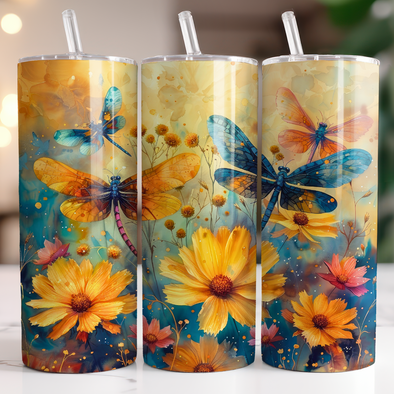 Dragonflies - 20 oz Skinny Tumbler Sublimation Transfers
