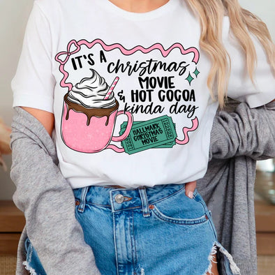 It’s A Christmas Movie and Hot Cocoa Kinda BLACK INK - DTF
