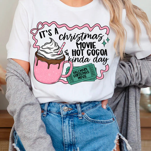 It’s A Christmas Movie and Hot Cocoa Kinda BLACK INK - DTF