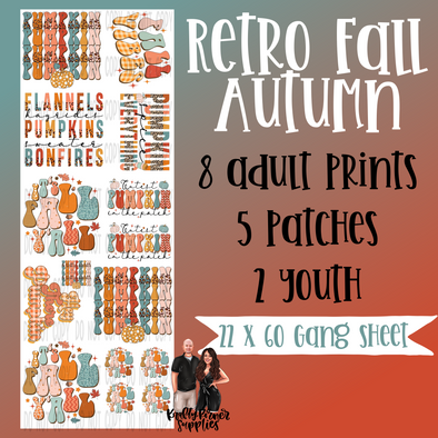 Retro Fall Autumn GANG SHEET - DTF Transfer