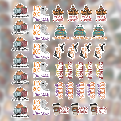 S15 Set of 37 Fall Theme = Packaging Stickers