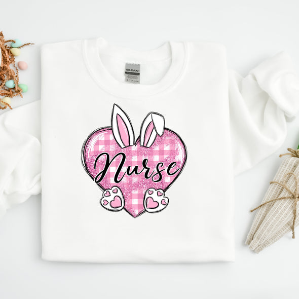 Easter Nurse Bunny Heart  -  DTF