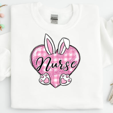 Easter Nurse Bunny Heart  -  DTF