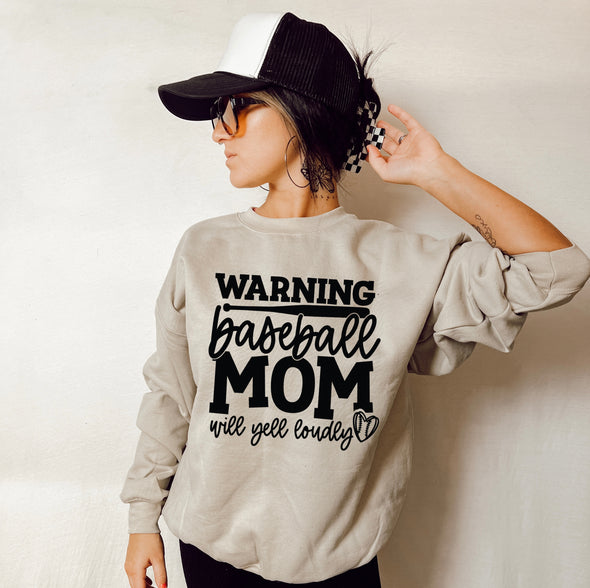 Warning Baseball Mom -  Screen Print Transfer