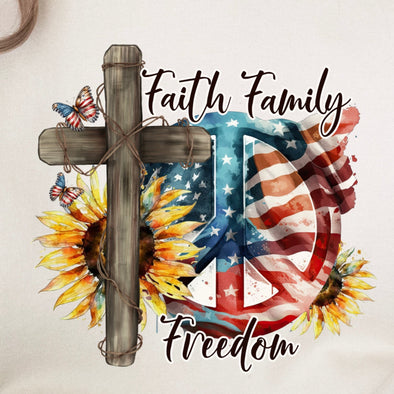 Faith Family Freedom Peace Symbol - DTF Transfer