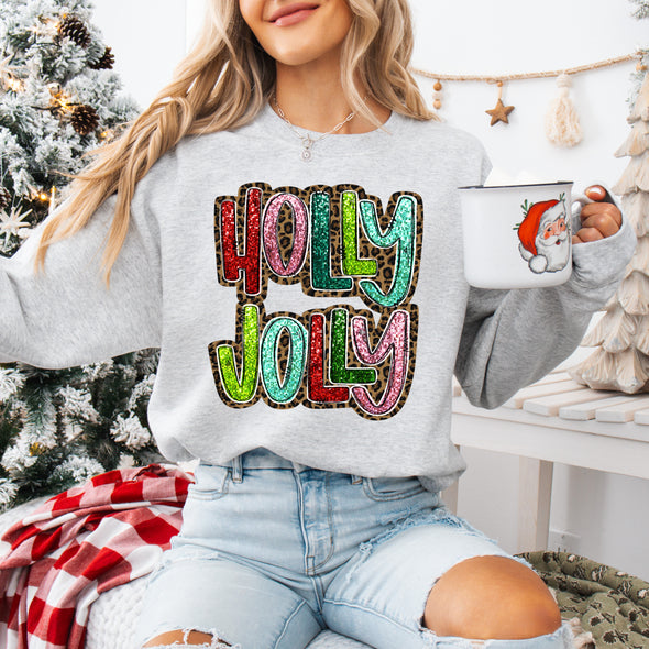 Sequin Holly Jolly Colorful - DTF Transfer