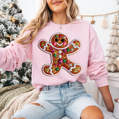 Embroidered Glitter Gingerbread - DTF