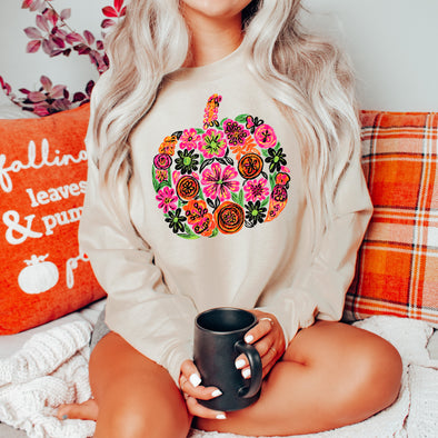 Floral Halloween Pumpkin - DTF Transfer