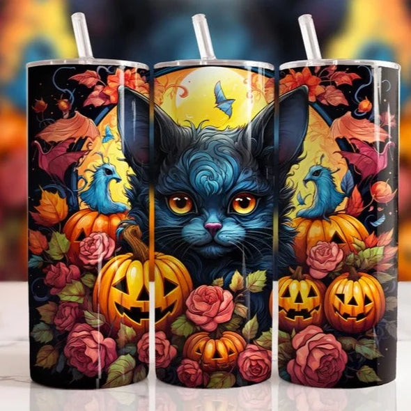 Fall Kitten  - 20 oz Skinny Tumbler Sublimation Transfers