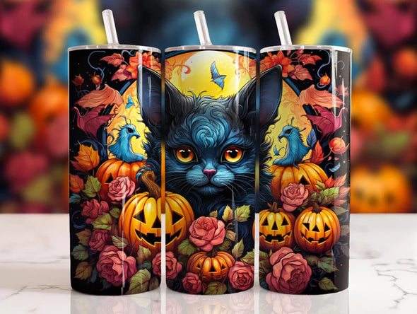 Fall Kitten  - 20 oz Skinny Tumbler Sublimation Transfers