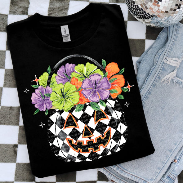 Floral Pumpkin Bucket - DTF Transfer