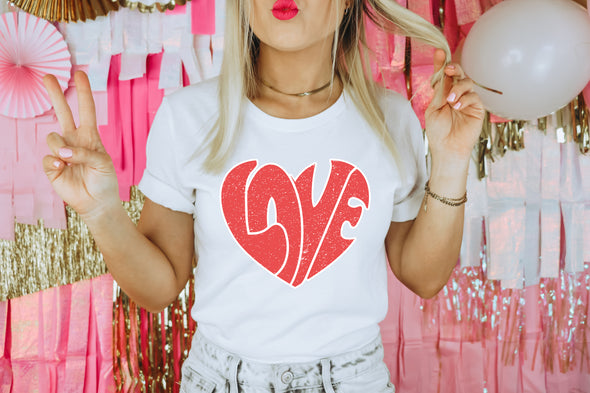Retro Love Valentine's Day Heart - DTF