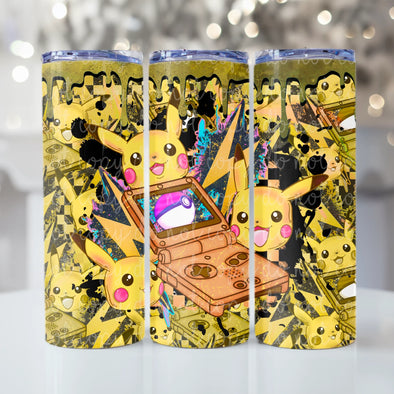 Pikachu Gameboy Tumbler - 20 oz Skinny Tumbler Sublimation Transfers