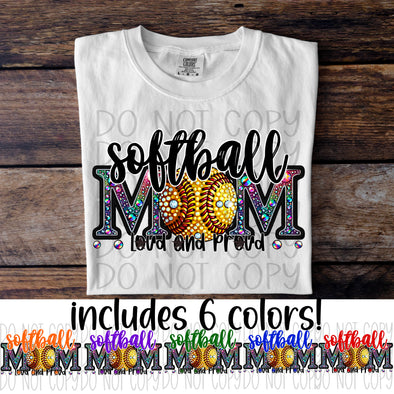Softball Mom Rhinestone - DTF Transfer