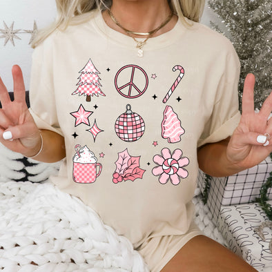 Pink Christmas Grid - DTF