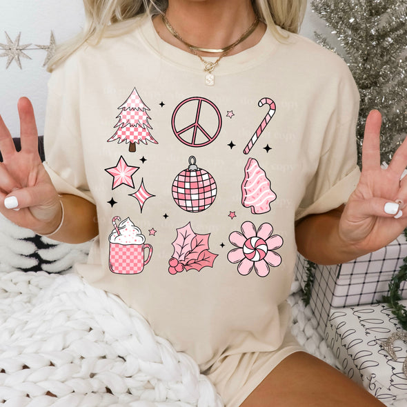 Pink Christmas Grid - DTF