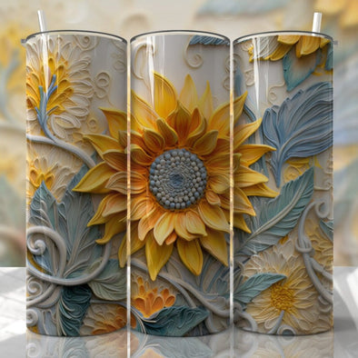 Sunflower 3D - 20 oz Skinny Tumbler Sublimation Transfers