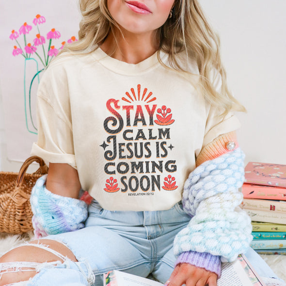 Stay Calm Jesus Is Coming Soon  - DTF Transfer