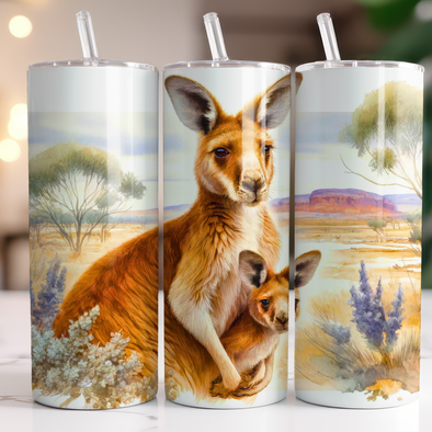 Mom Baby Kangaroo 2 - 20 oz Skinny Tumbler Sublimation Transfers