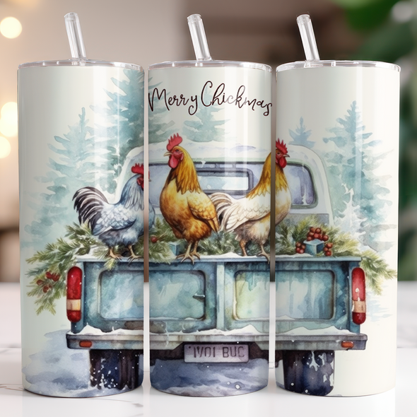 Merry Chickmas - Inflated 20 oz Skinny Tumbler Sublimation Transfers