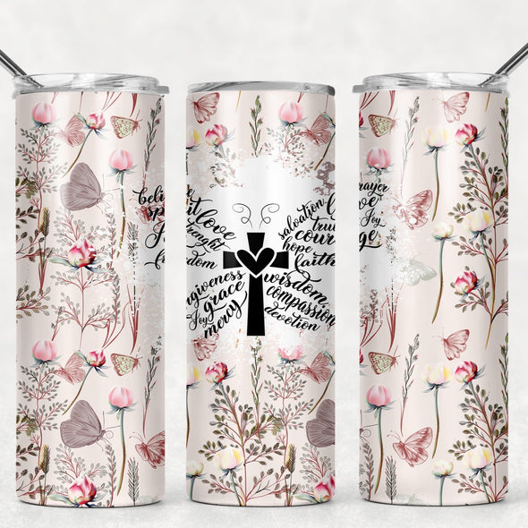 Jesus Butterly - 20 oz Skinny Tumbler Sublimation Transfers