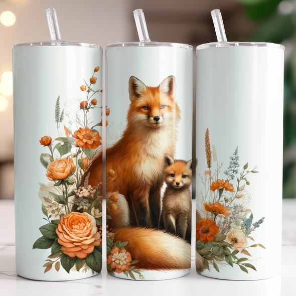 Mom Baby Fox - 20 oz Skinny Tumbler Sublimation Transfers