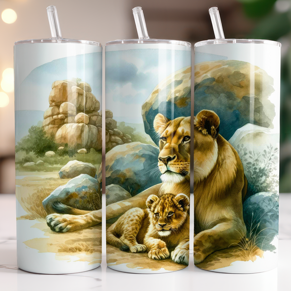 Mom Baby Lion - 20 oz Skinny Tumbler Sublimation Transfers