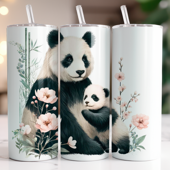 Mom Baby Panda - 20 oz Skinny Tumbler Sublimation Transfers