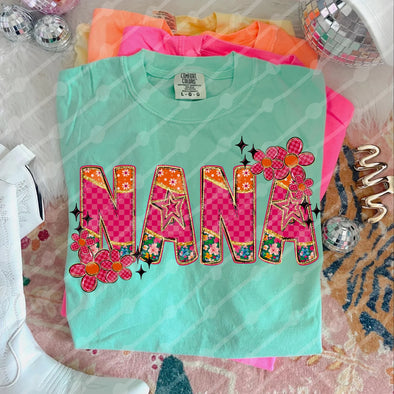 Checkered Floral Nana - DTF Transfer