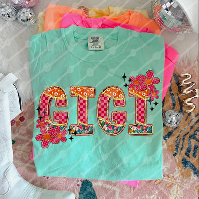 Checkered Floral Gigi - DTF Transfer