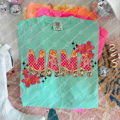Checkered Floral Mama - DTF Transfer