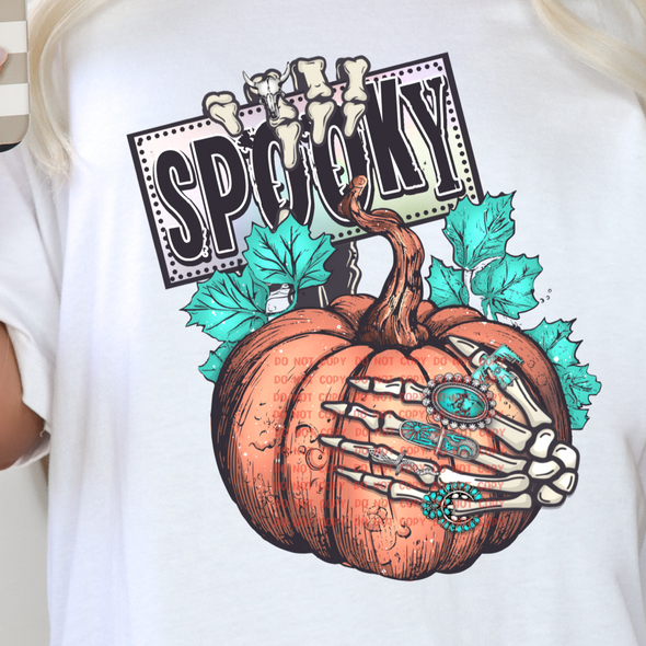 Spooky Pumpkin Skeleton Hand - DTF