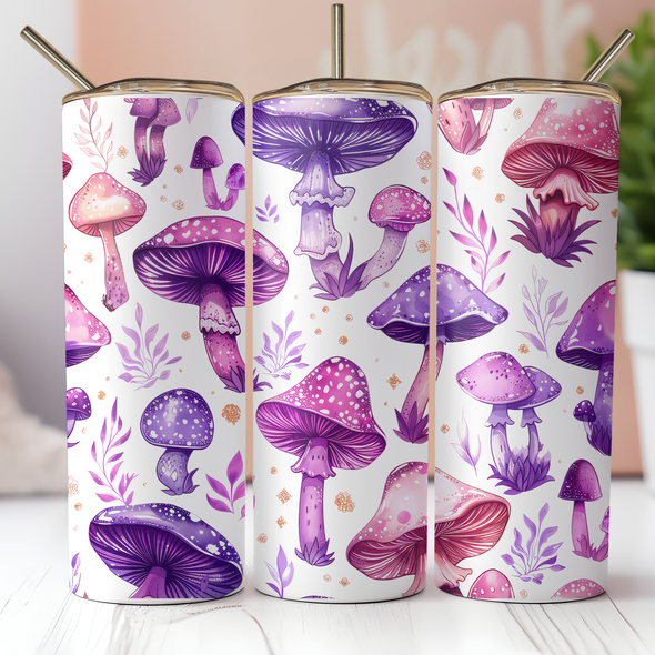 Pastel Mushrooms 2 - 20 oz Skinny Tumbler Sublimation Transfers