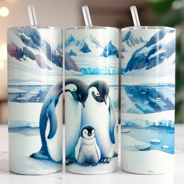 Penguins - 20 oz Skinny Tumbler Sublimation Transfers