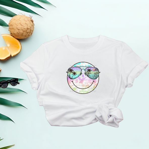 Smiley Face Tie-Dye With Sunglassess -DTF